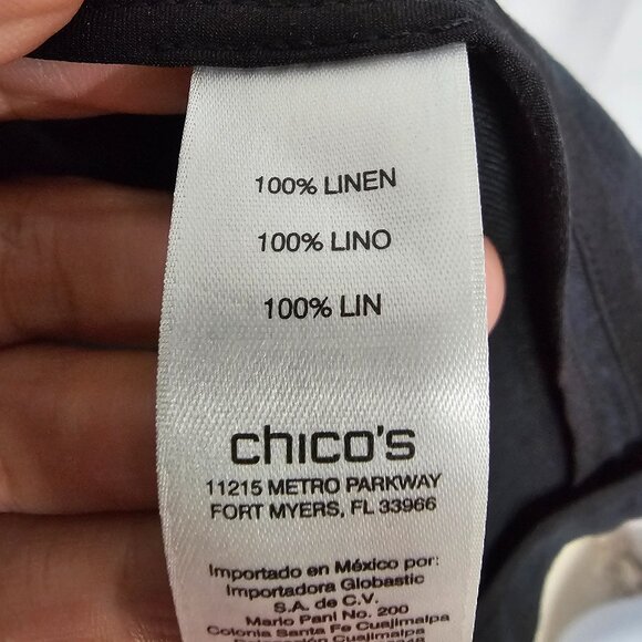 Chico's Black Linen Jacket Fringed Boho Minimalist Bell Sleeves 1 (M) - Picture 11 of 13